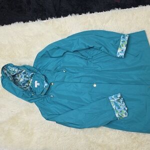 Susan Graver Teal Jacket with Floral Interior